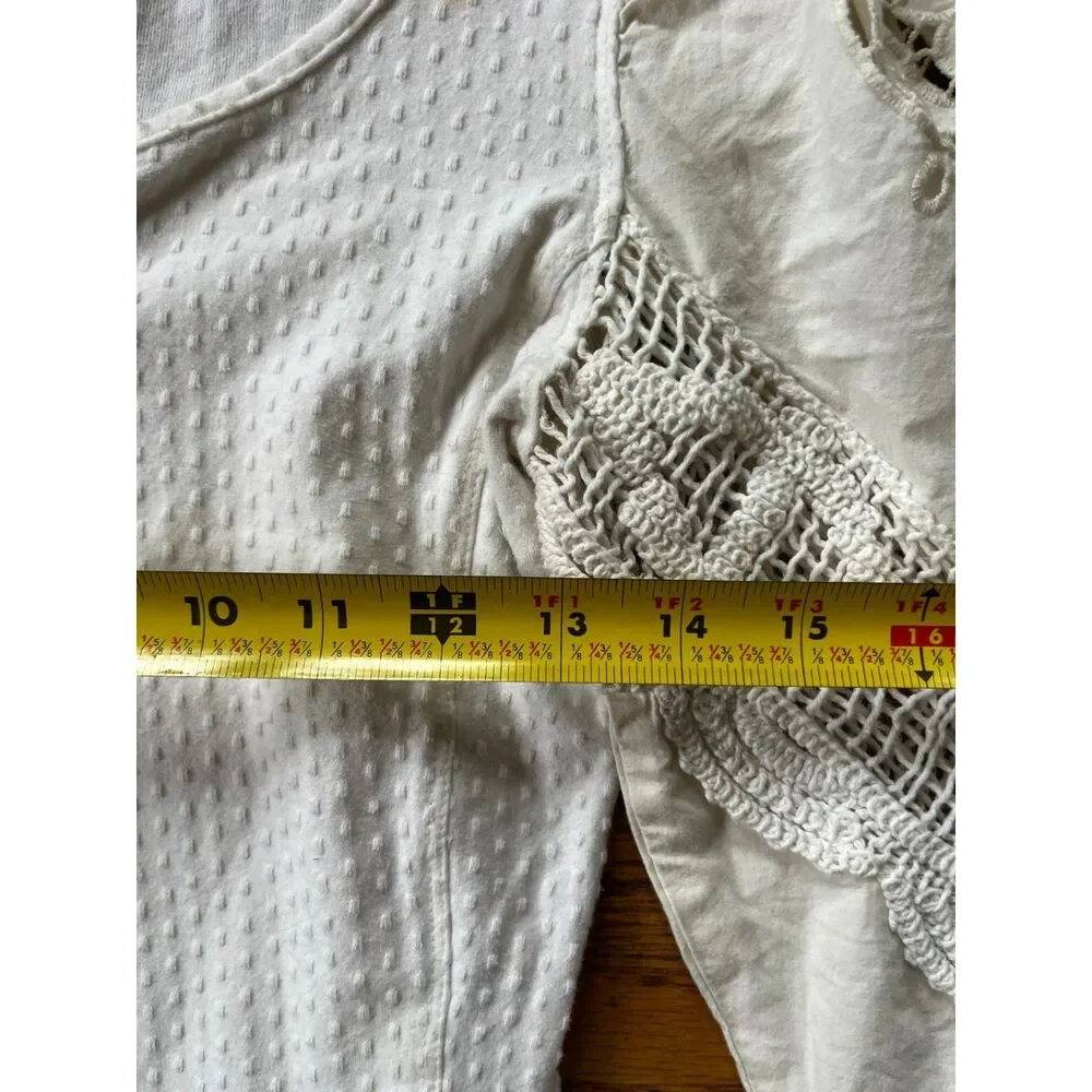Free People White Cottage Croquet Prairie Blouse Top Shirt  Women's Size Small